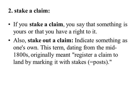 stake a claim synonym|STAKE A CLAIM .